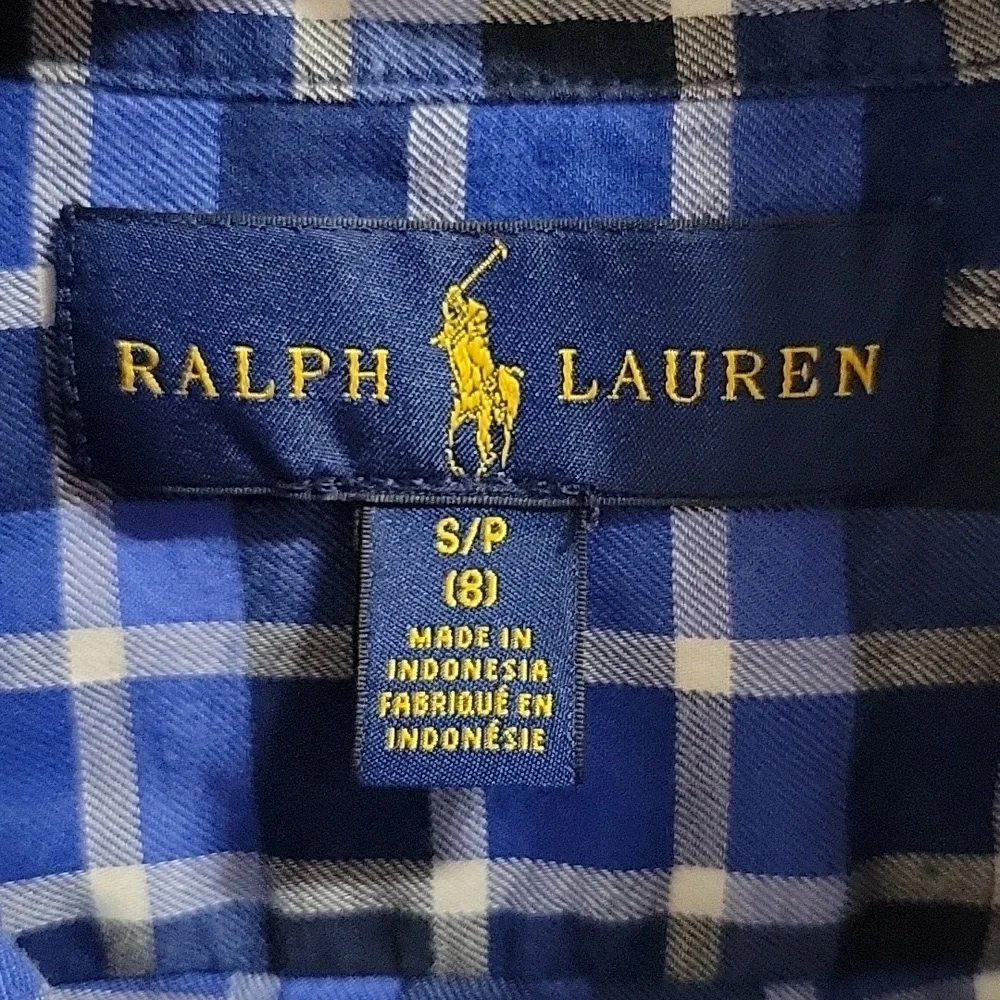 Ralph Lauren Blue and White Plaid Button-Down Shirt